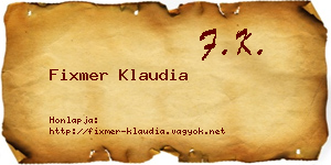 Fixmer Klaudia névjegykártya